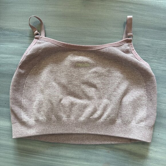 Gymshark Women's Flex Strappy Sports Bra Light Pink Marl Size Medium - Picture 1 of 7